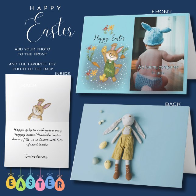 Joyeux Pâques | Lapin de Pâques et carte pliée pho (Happy Easter  Easter Bunny & Photo Folded Card)