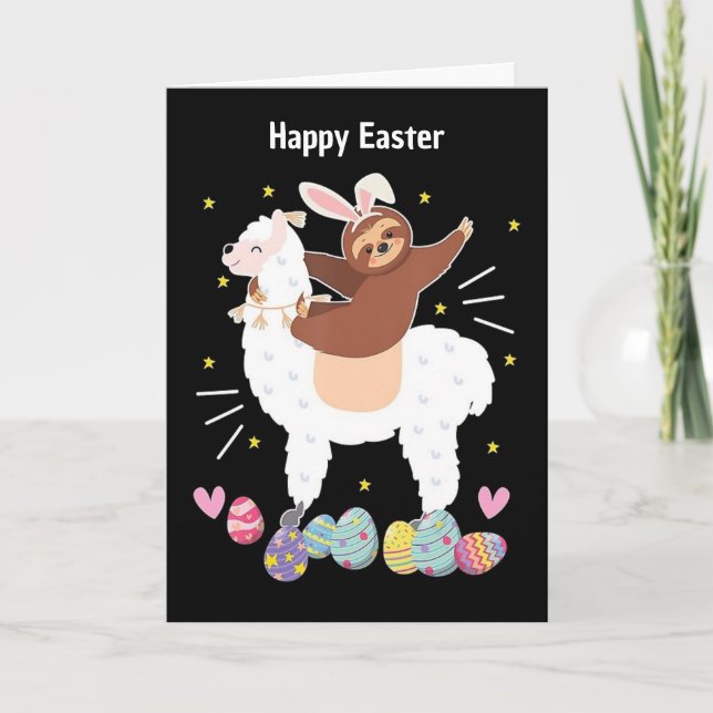 Joyeux Pâques Sloth et carte de vacances llama (Devant)