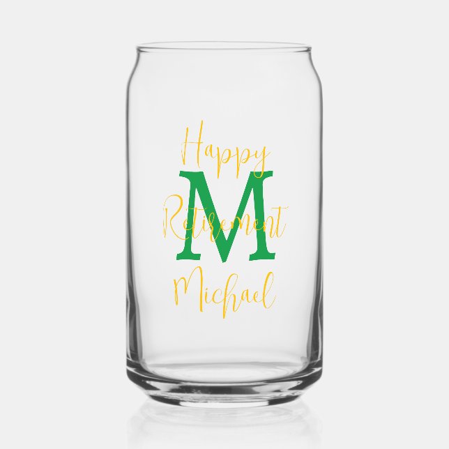 Joyeux Parti de retraite Vert Monogramme Or Nom (Recto)