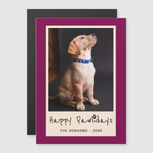Joyeux Pawlidays Funny Pun Pet Photo Carte magnéti