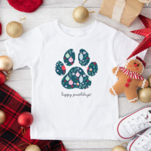 Joyeux Pawlidays Noël Chien Patte Enfants Tshirt