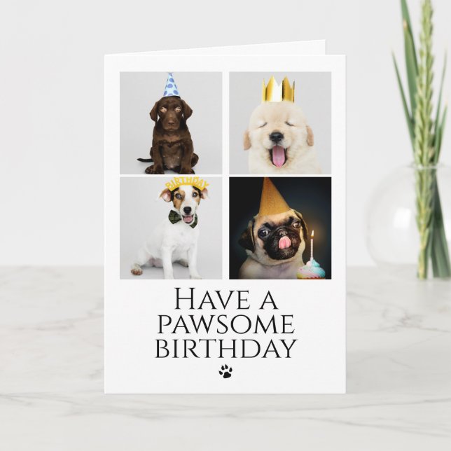 Joyeux Pawsome Anniversaire Photo Collage Carte Ch (Devant)