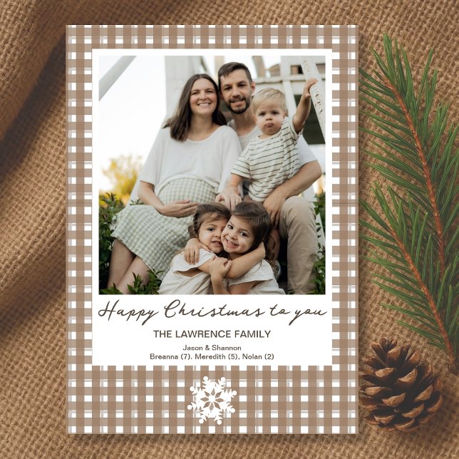 Joyeux pays de Noël En vichy Carte photo de vacanc (Créateur téléchargé)