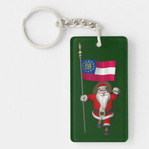 Joyeux Père Noël Avec Drapeau De Géorgie