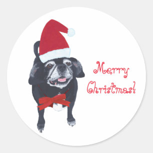Joyeux Père Noël Carlin Chien Joyeux Stickers de N