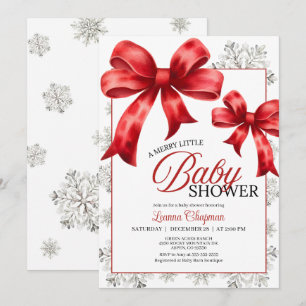 Joyeux petit Baby shower hivernal neige Invitation