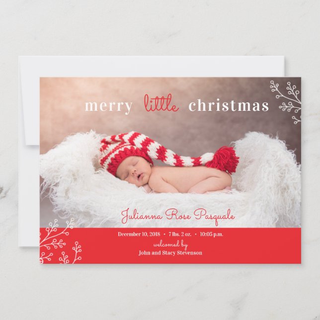 Joyeux petit Faire-part de naissance photo de Noël (Devant)