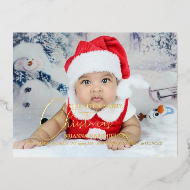 Joyeux petit Noël bébé faire-part de naissance (Recto)