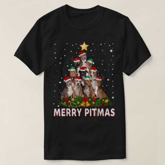 Joyeux Pitmas Pitbull Chien moche de Noël Sweat Tr (Design devant)