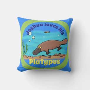 Joyeux platypus coussin de dessin animé de natatio