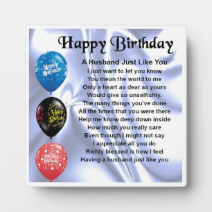 Joyeux Poème d'anniversaire du mari Plaque