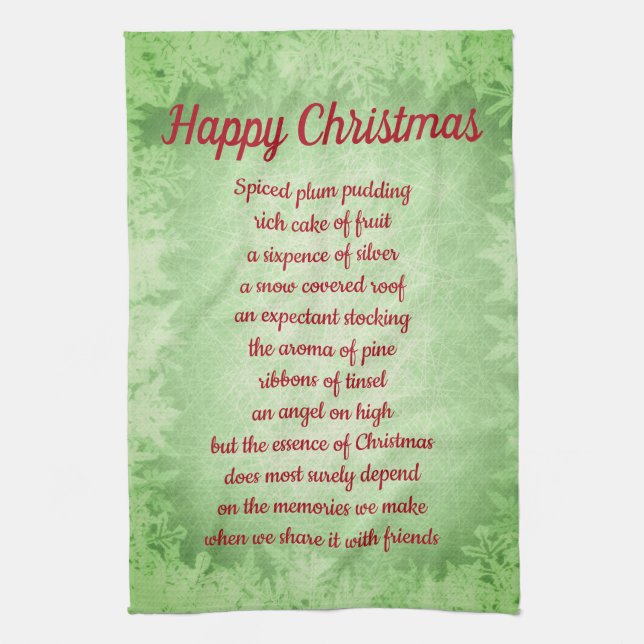 Joyeux Poème de Noël Serviettes de cuisine (Vertical)