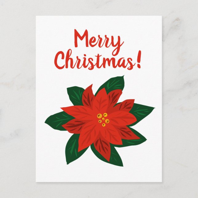Joyeux poinsettia rouge de Noël cartes postales (Devant)