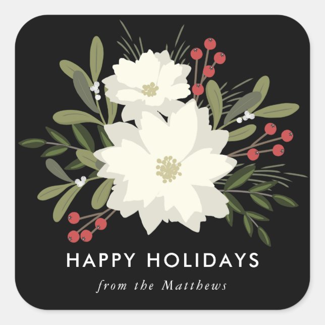 Joyeux Poinsettia - Sticker de Noël (Devant)