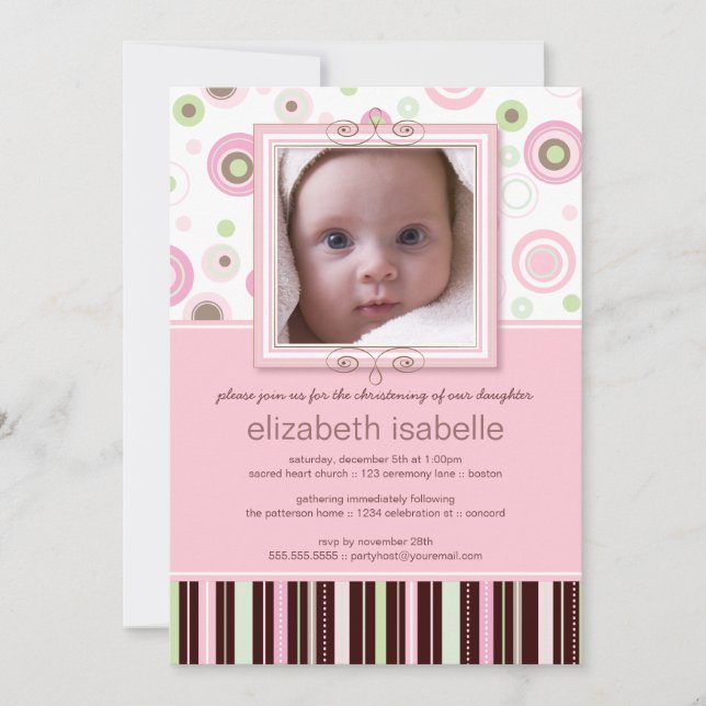 Joyeux points roses Invitation au Christening Phot (Devant)