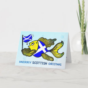 JOYEUX poissons ÉCOSSAIS de NOËL tenant la CARTE