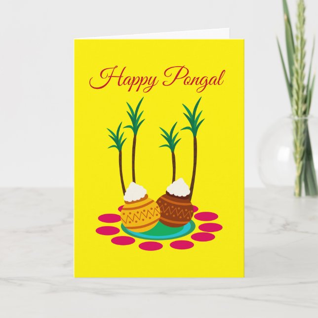Joyeux Pongal, avec une carte de pot de riz et de  (Devant)