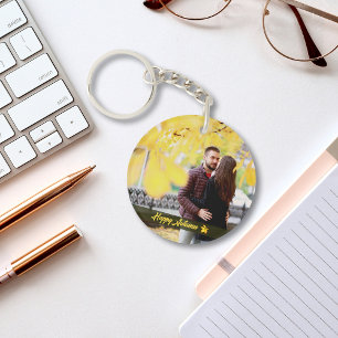 Joyeux Porte - clé photo de couple d'automne