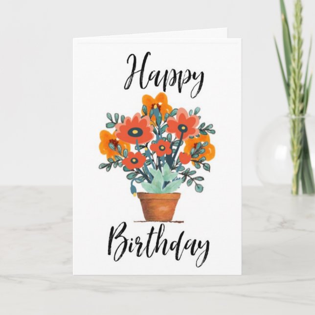 Joyeux Pot Fleur Carte Anniversaire (Devant)