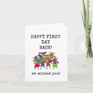 Joyeux premier jour de retour, carte mignonne