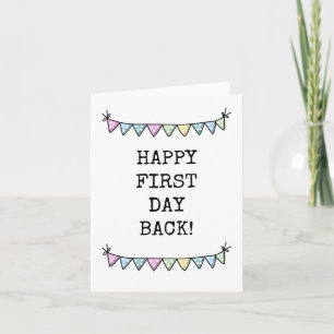 Joyeux premier jour de retour, carte mignonne