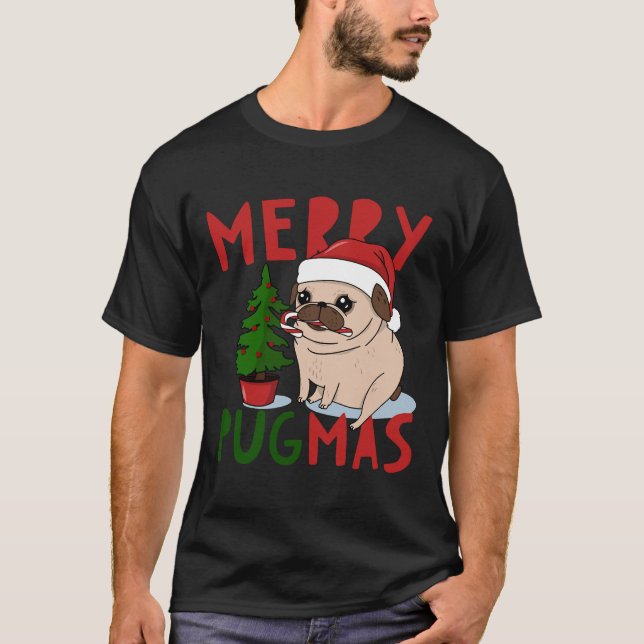 Joyeux Pugmas Carlin de Noël classique T-shirt 5 (Devant)