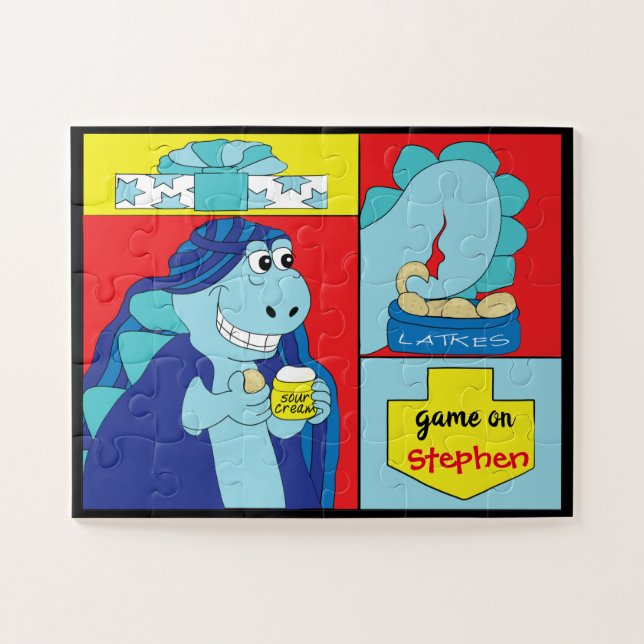 Joyeux Puzzle de Chanukah Dinosaur (Horizontal)