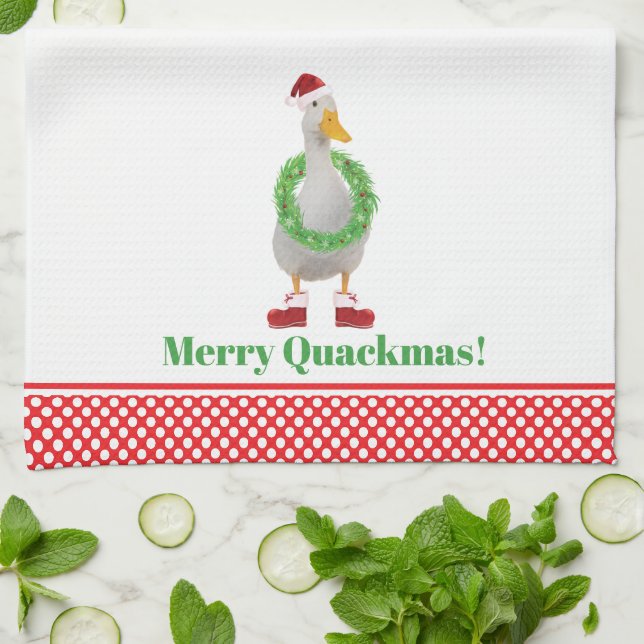 Joyeux Quackmas Canard Serviettes de cuisine (Plié)