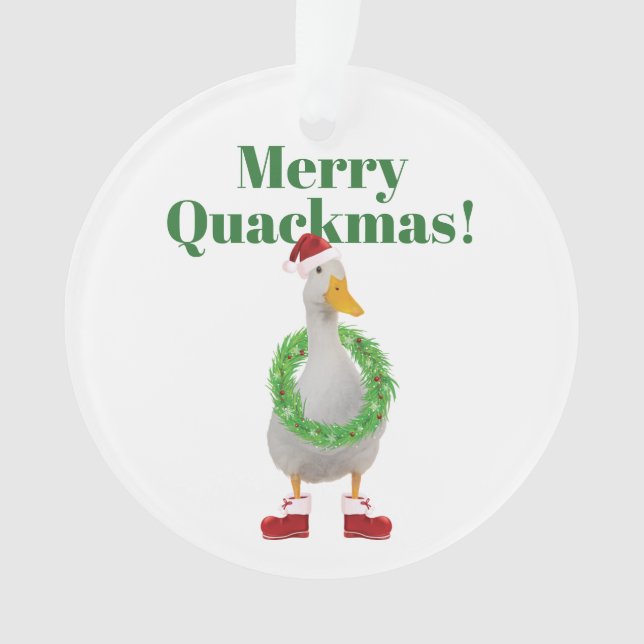 Joyeux Quackmas Ornement acrylique Père Noël Duck (devant)