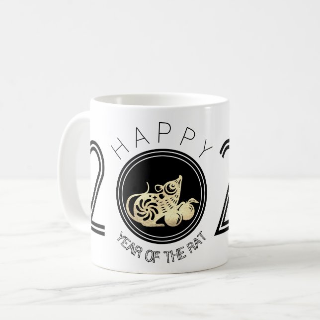 Joyeux Rat chinois Nouvel An 2020 Mug blanc 2 (Devant gauche)