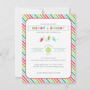 Joyeux rayé + Invitation de Noël brillante
