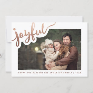 Joyeux Rose Gold Foil   Joyeux Carte photo de vaca