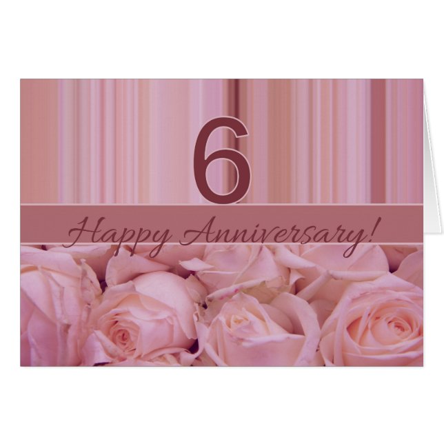 Joyeux roses du 6e anniversaire (Devant horizontal)
