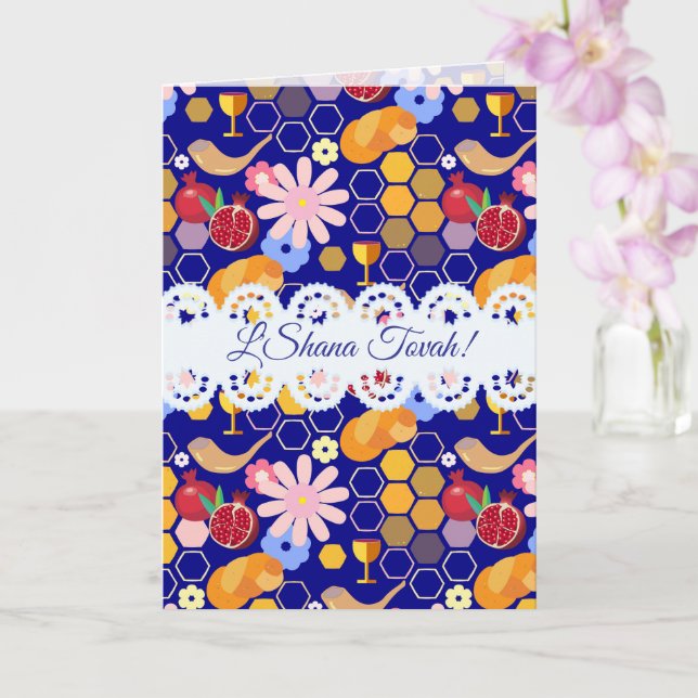 Joyeux Rosh Hashanah Juif Nouvel An Modèle Floral (Orchidée)