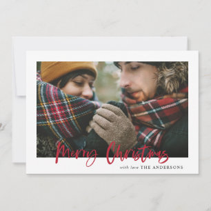 Joyeux rouge carte photo de Noël