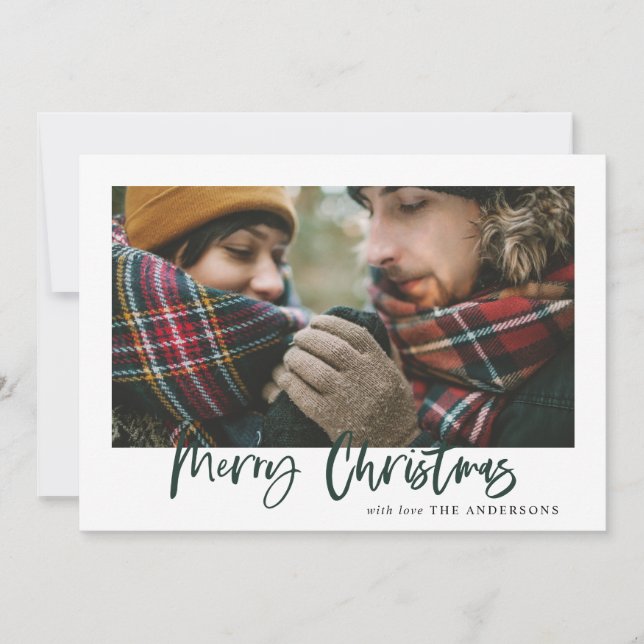 Joyeux rouge et vert carte photo de Noël (Devant)