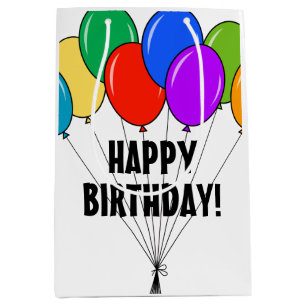 Joyeux sac cadeau d'anniversaire avec ballons colo