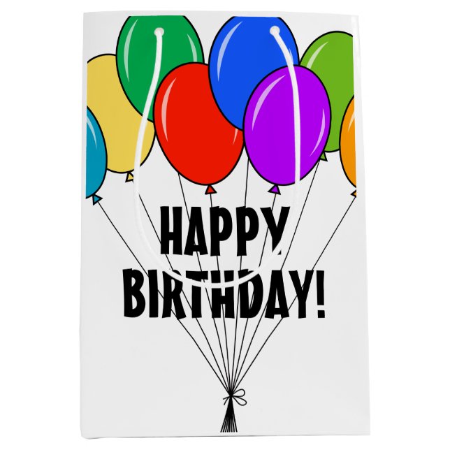 Joyeux sac cadeau d'anniversaire avec ballons colo (Devant)
