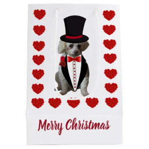 Joyeux sac cadeau de caniche de Noël