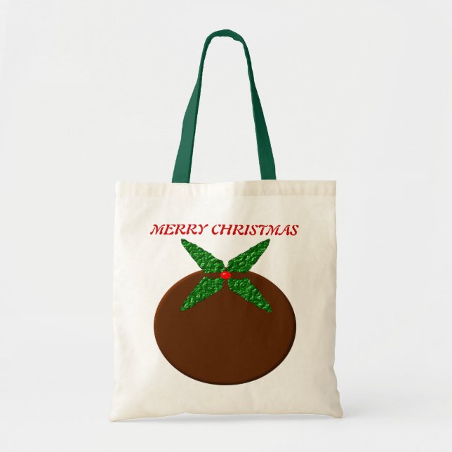 Joyeux sac cadeau de Noël Pudding personnalisé (Devant)