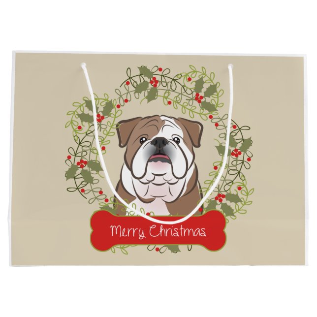 Joyeux sac de cadeau de Christman de bouledogue (Dos)