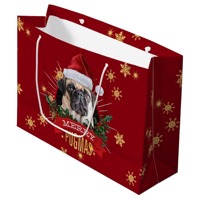 Joyeux sac de cadeau de Pugmas (Devant Angle)