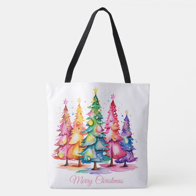 Joyeux Sac fourre-tout d'aquarelle de Noël (Devant)