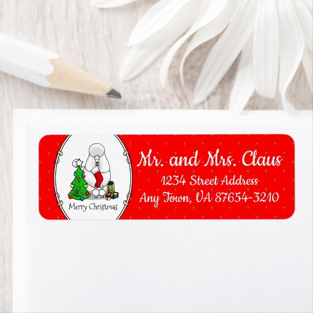 Joyeux sapin de Noël 2 caniche (blanc) chien migno (En situation)