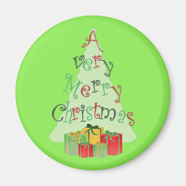 Joyeux sapin de Noël et présente des Magnets (Devant)