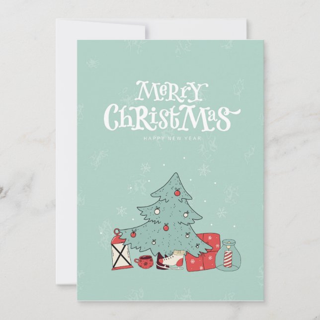 Joyeux sapin de Noël et présente une carte de vaca (Devant)