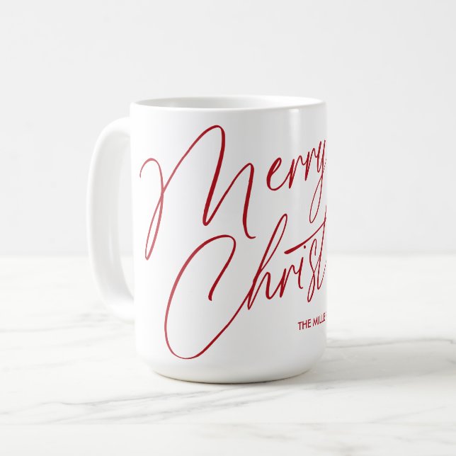 Joyeux script de Mug de Noël personnalisé | Person (Devant gauche)