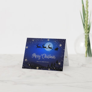 Joyeux script de neige bleu Carte de Noël