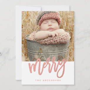 Joyeux Script Faux Rose Gold Foil Photo de vacance