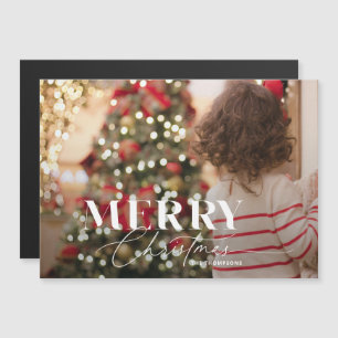 Joyeux script magique et carte photo de Noël Serif